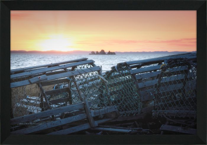 Lobster Pots Sunset Ocean Rock Cluster