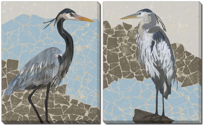 Mosaic Heron Set of 2