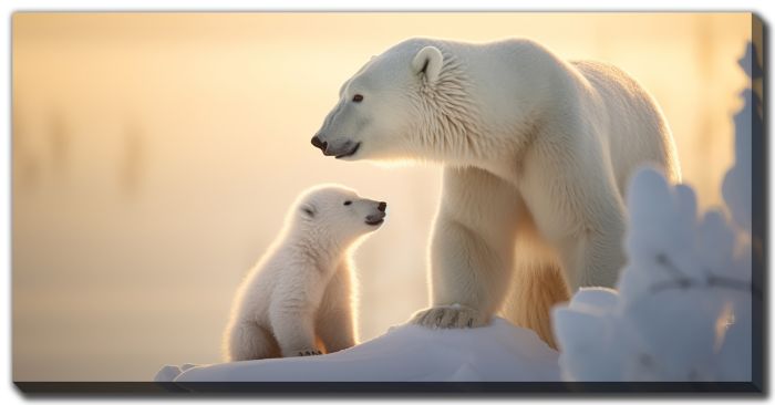 Polar Bear Mother And Cub