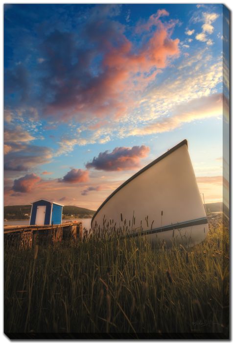 Blue Stage White Boat