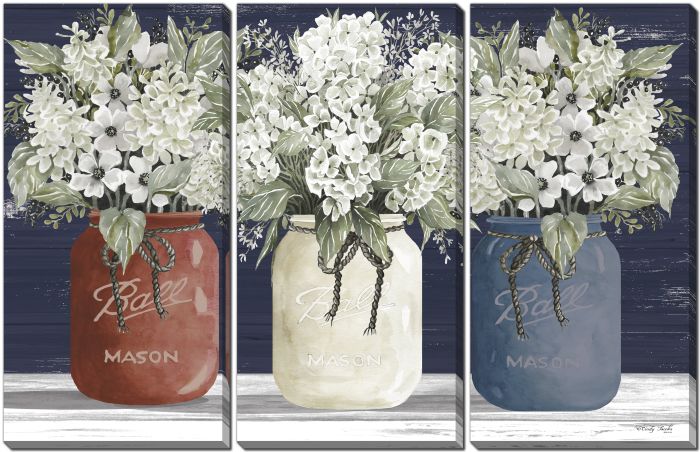 Red White Blue Jar Trio