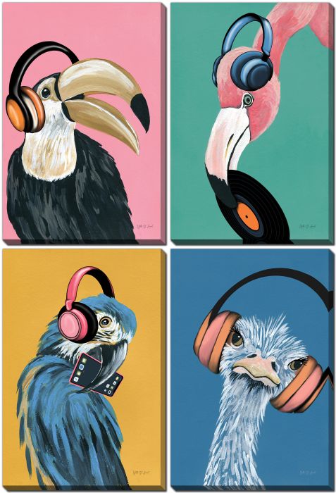 Groove Birds Set of 4