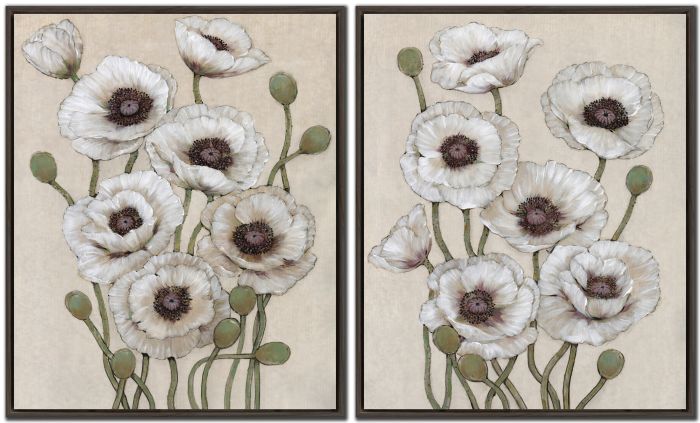 Tall White Poppies Set of 2